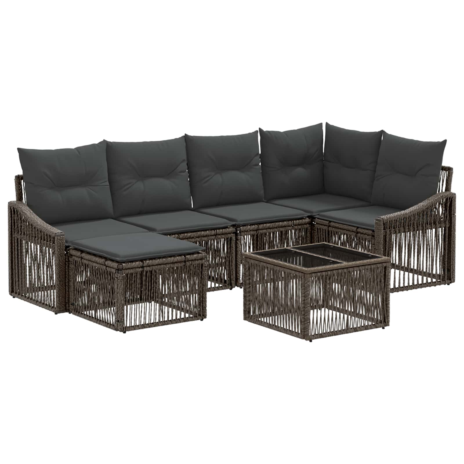Maison Exclusive - Gartensofa-set 7 Stk. 8-sitzer Grau Poly-ratta