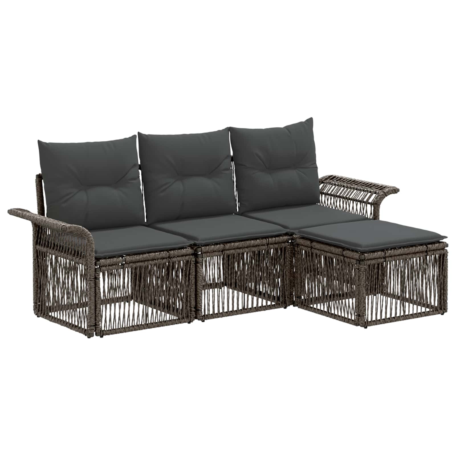 Maison Exclusive - Gartensofa-set 4 Stk. 4-sitzer Grau Poly-ratta