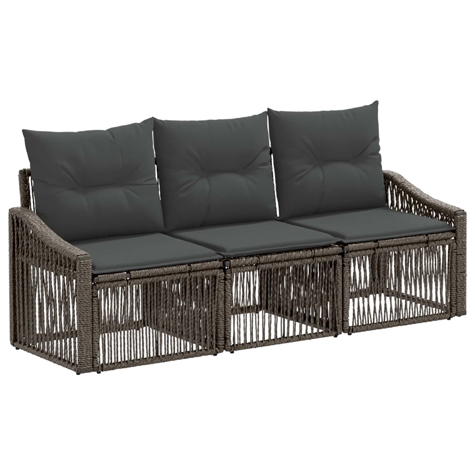 Maison Exclusive - Gartensofa-set 3 Stk. 3-sitzer Grau Poly-ratta