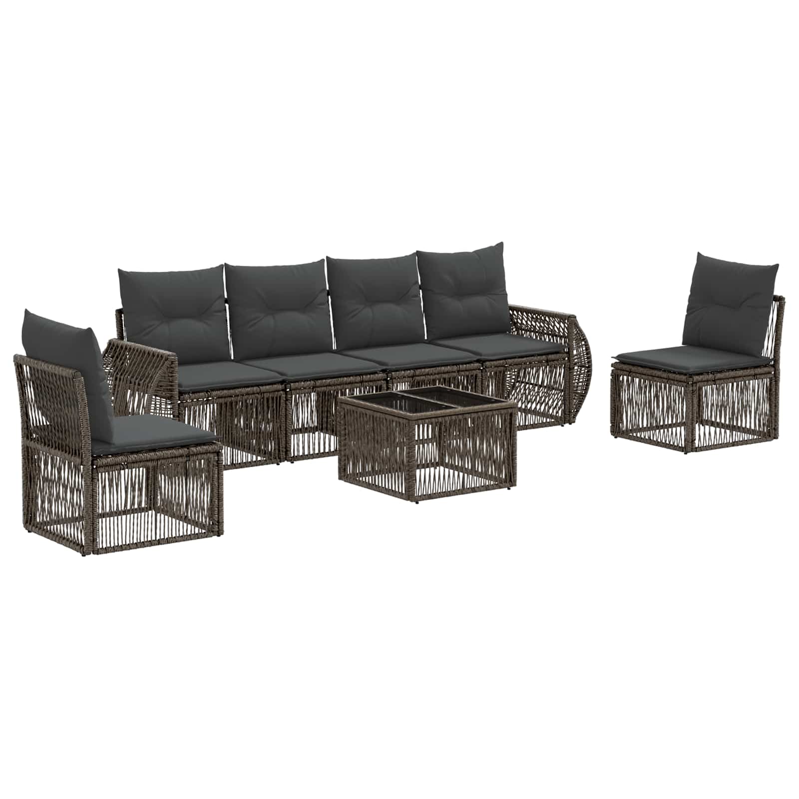 Maison Exclusive - Gartensofa-set 7 Stk. 6-sitzer Grau Und Dunkel