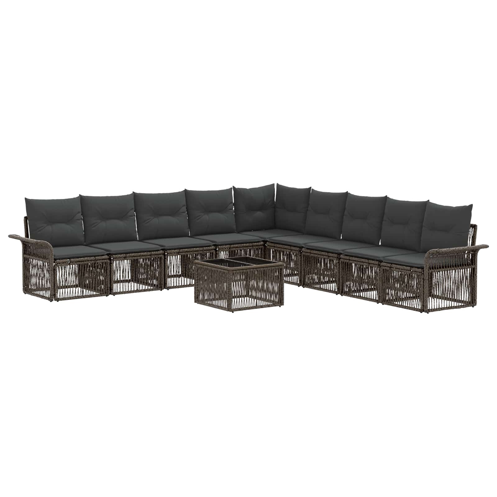 Maison Exclusive - Gartensofa-set 10 Stk. 11-sitzer Grau Poly-rat