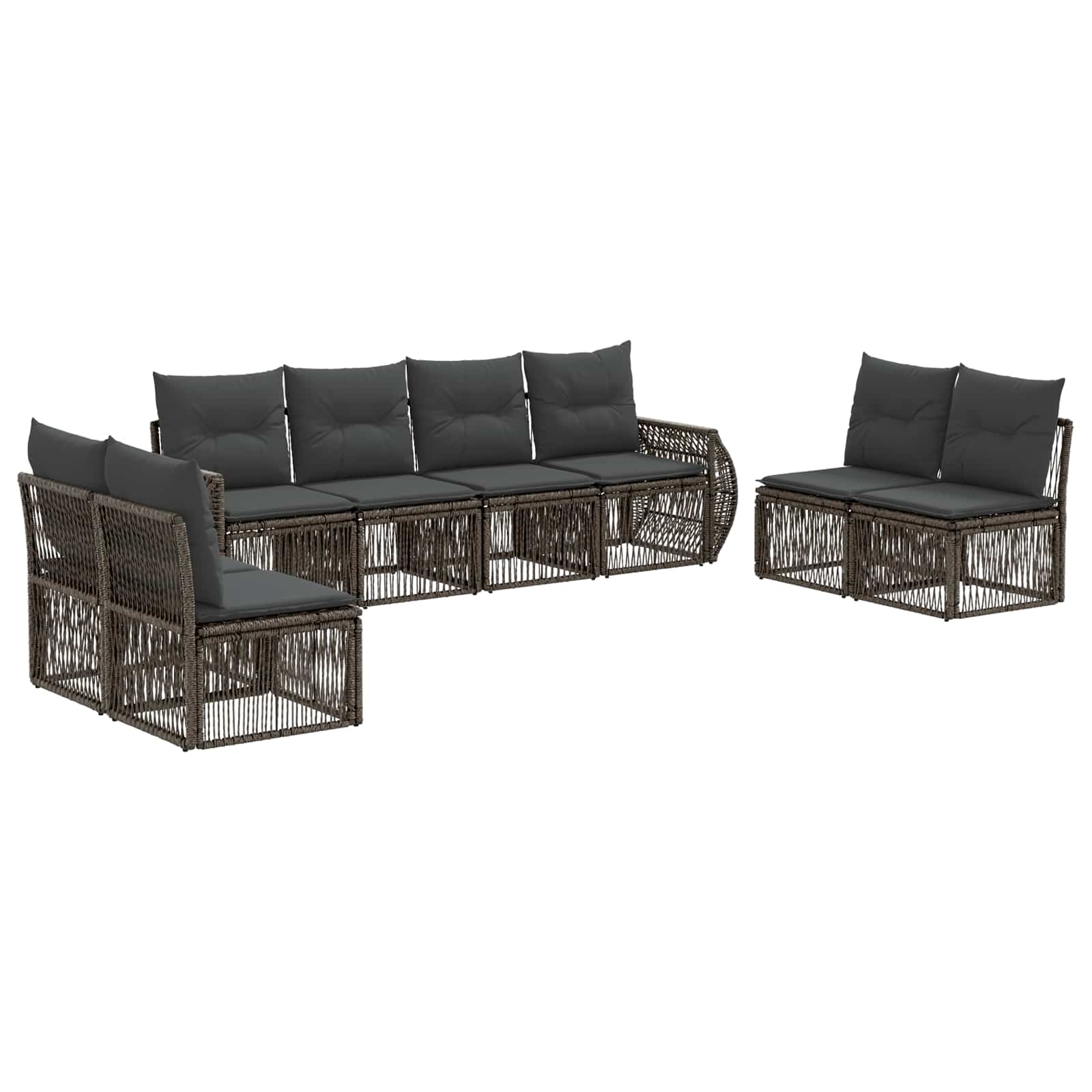 Maison Exclusive - Gartensofa-set 8 Stk. 8-sitzer Grau Und Dunkel
