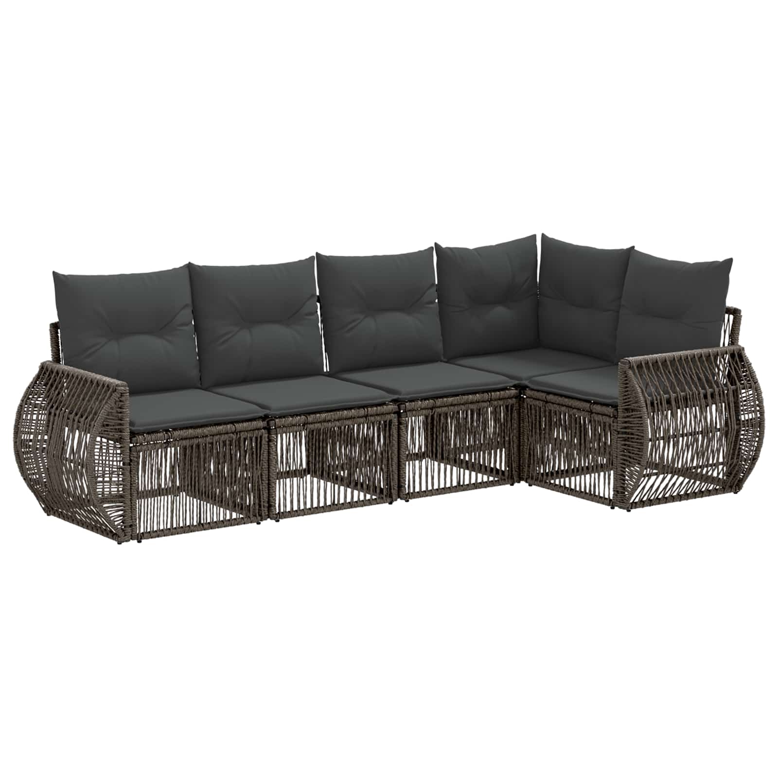 Maison Exclusive - Gartensofa-set 5 Stk. 5-sitzer Grau Und Dunkel