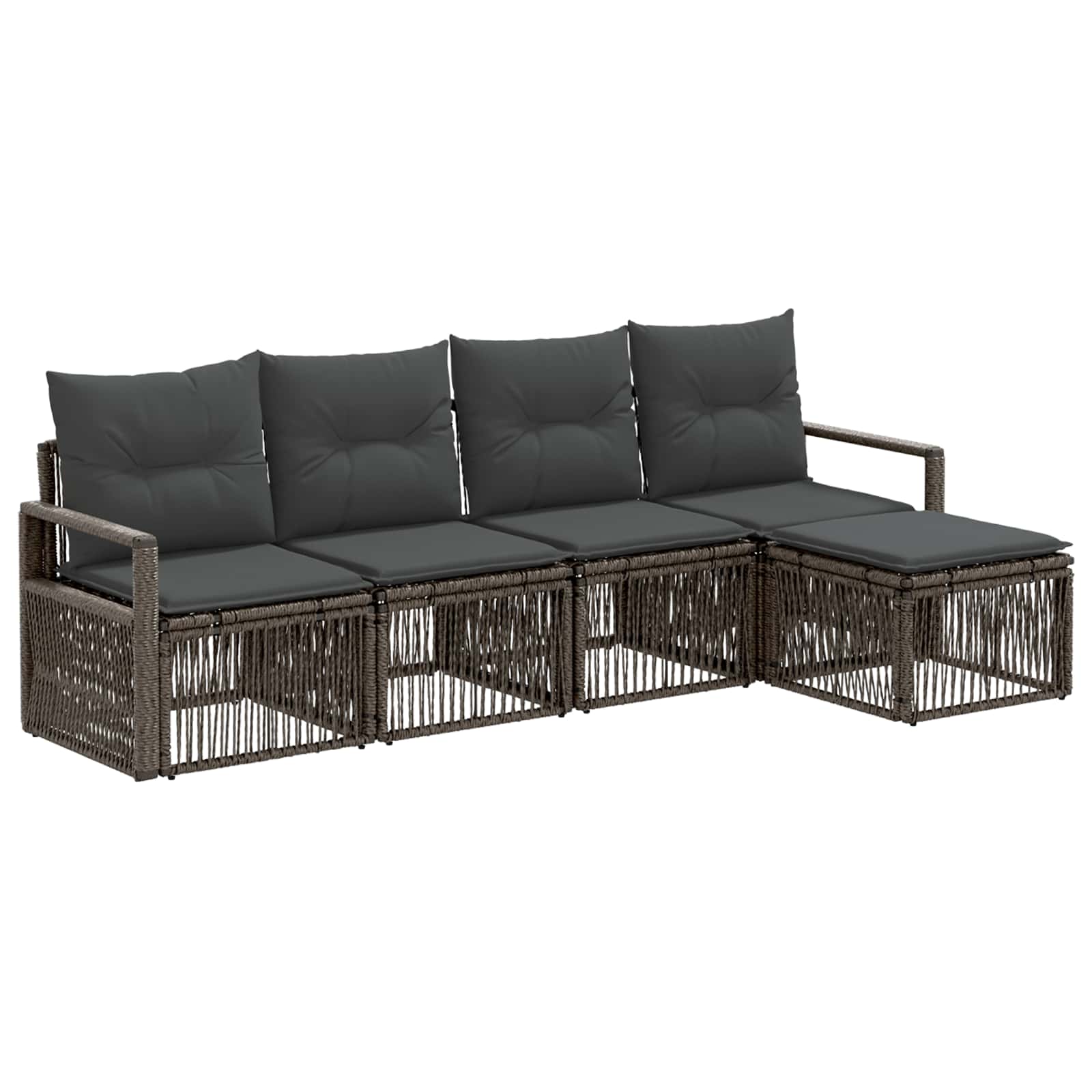 Maison Exclusive - Gartensofa-set 4 Stk. 5-sitzer Grau Poly-ratta