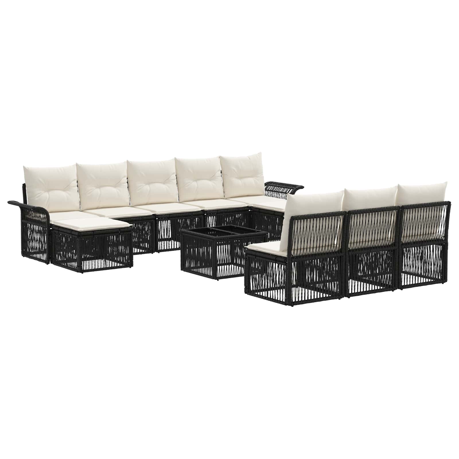 Maison Exclusive - Gartensofa-set 11 Stk. 10-sitzer Schwarz Poly-