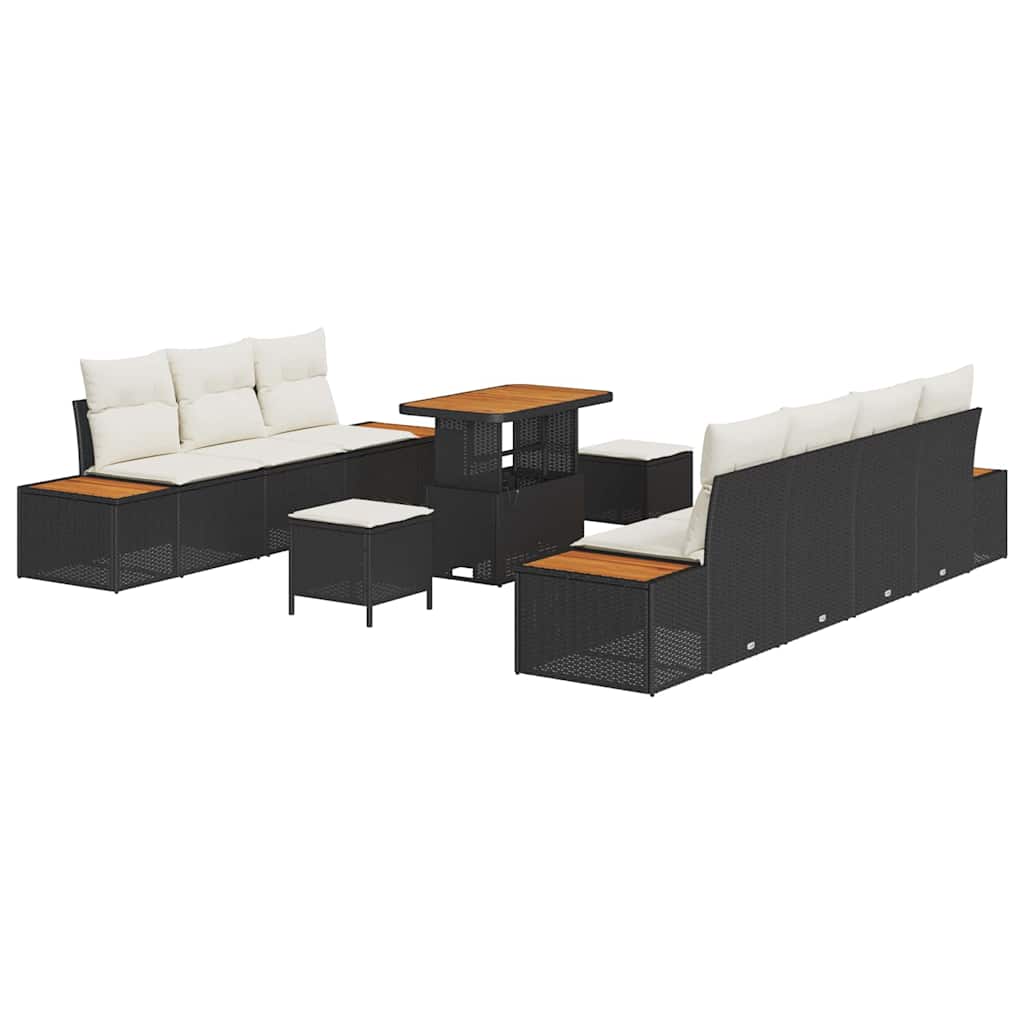 Maison Exclusive - Gartensofa-set 10 Stk. 9-sitzer Schwarz Poly R