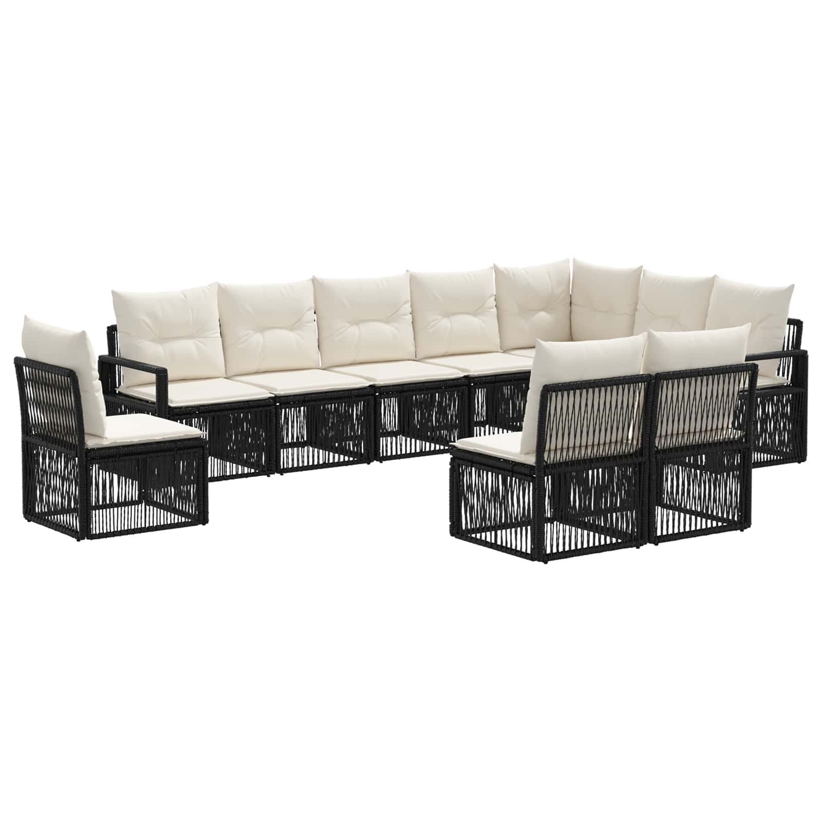 Maison Exclusive - Gartensofa-set 10 Stk. 10-sitzer Schwarz Poly-