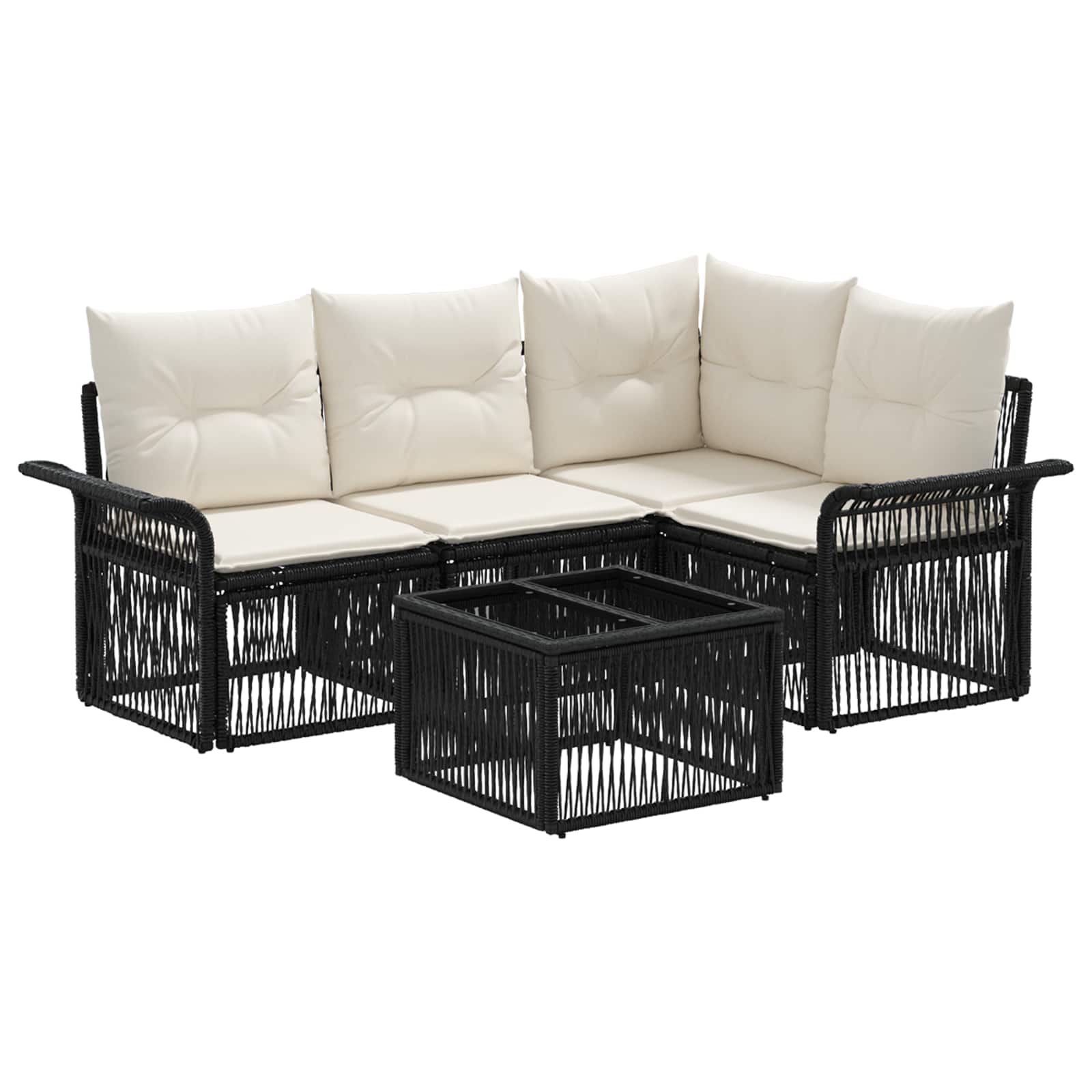 Maison Exclusive - Gartensofa-set 5 Stk. 4-sitzer Schwarz Poly-ra