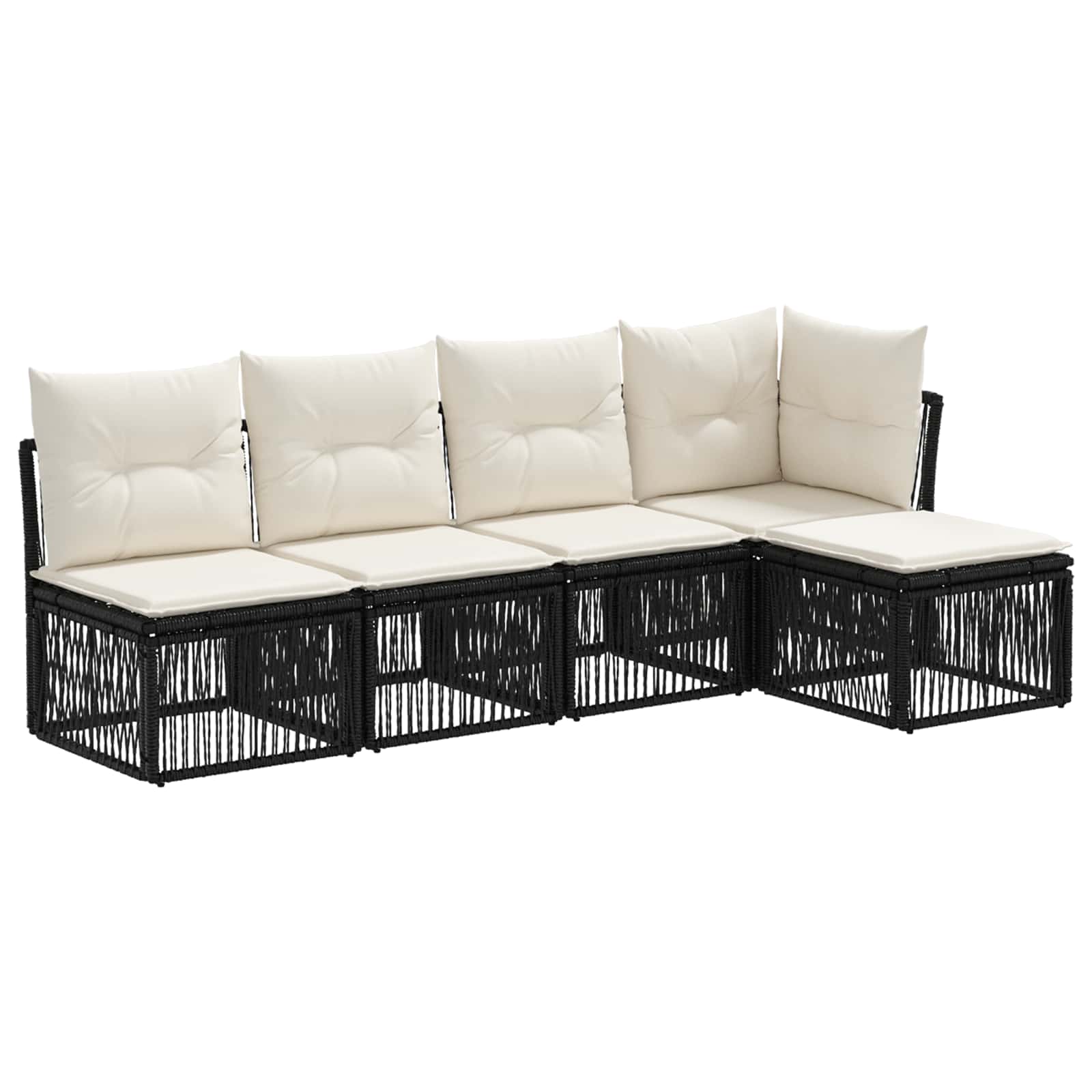 Maison Exclusive - Gartensofa-set 5 Stk. 5-sitzer Schwarz Poly-ra