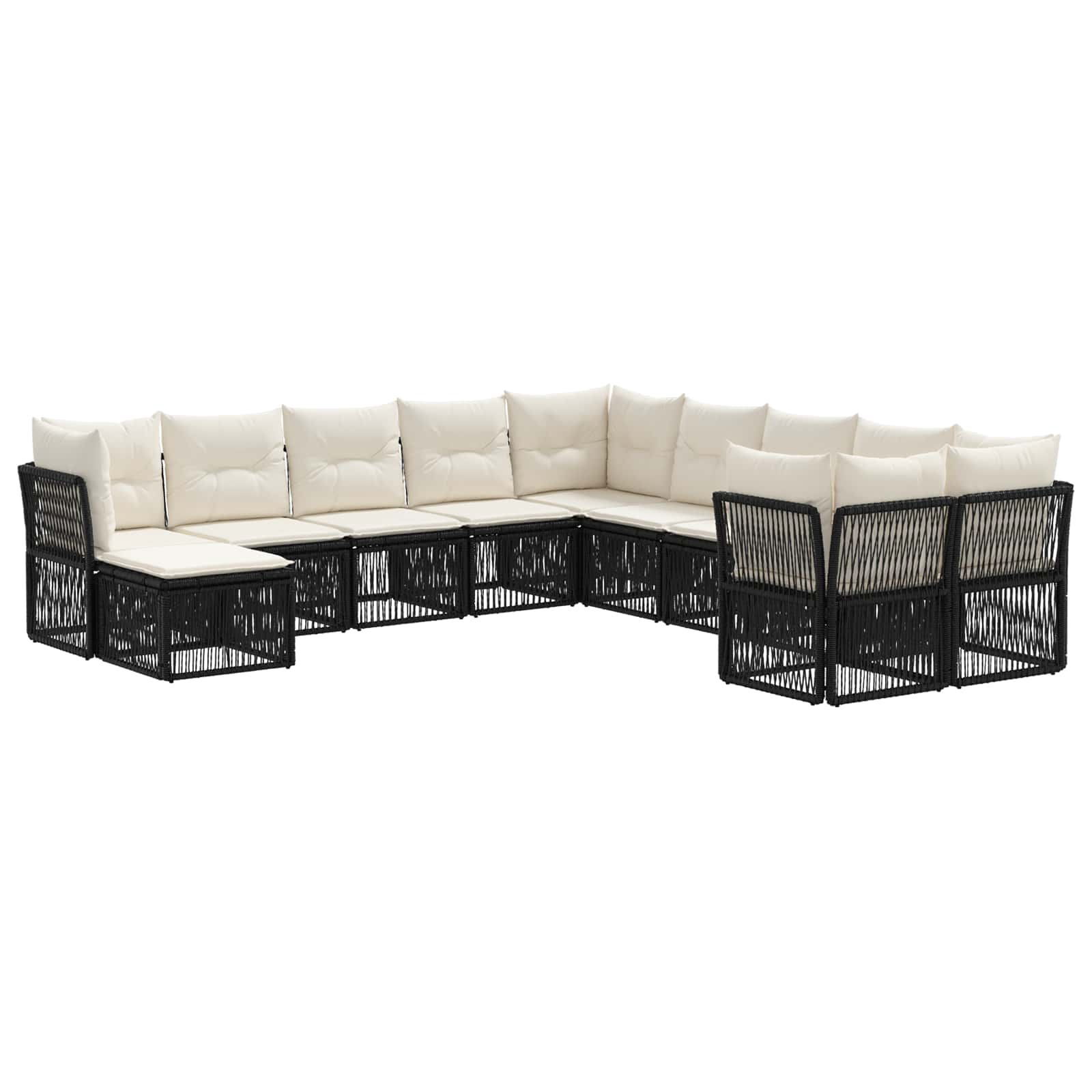 Maison Exclusive - Gartensofa-set 11 Stk. 11-sitzer Schwarz Poly-