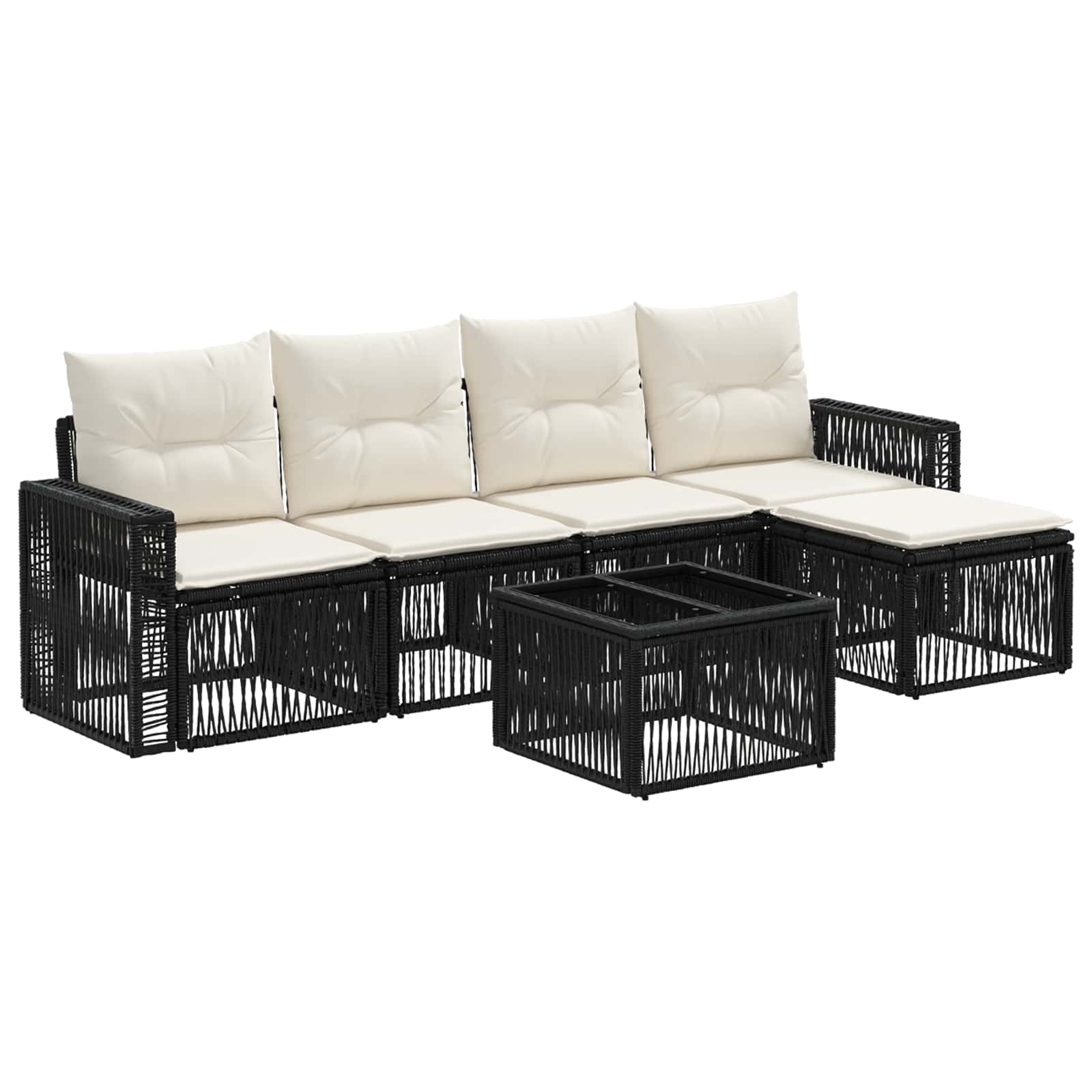 Maison Exclusive - Gartensofa-set 6 Stk. 5-sitzer Schwarz Und Cre