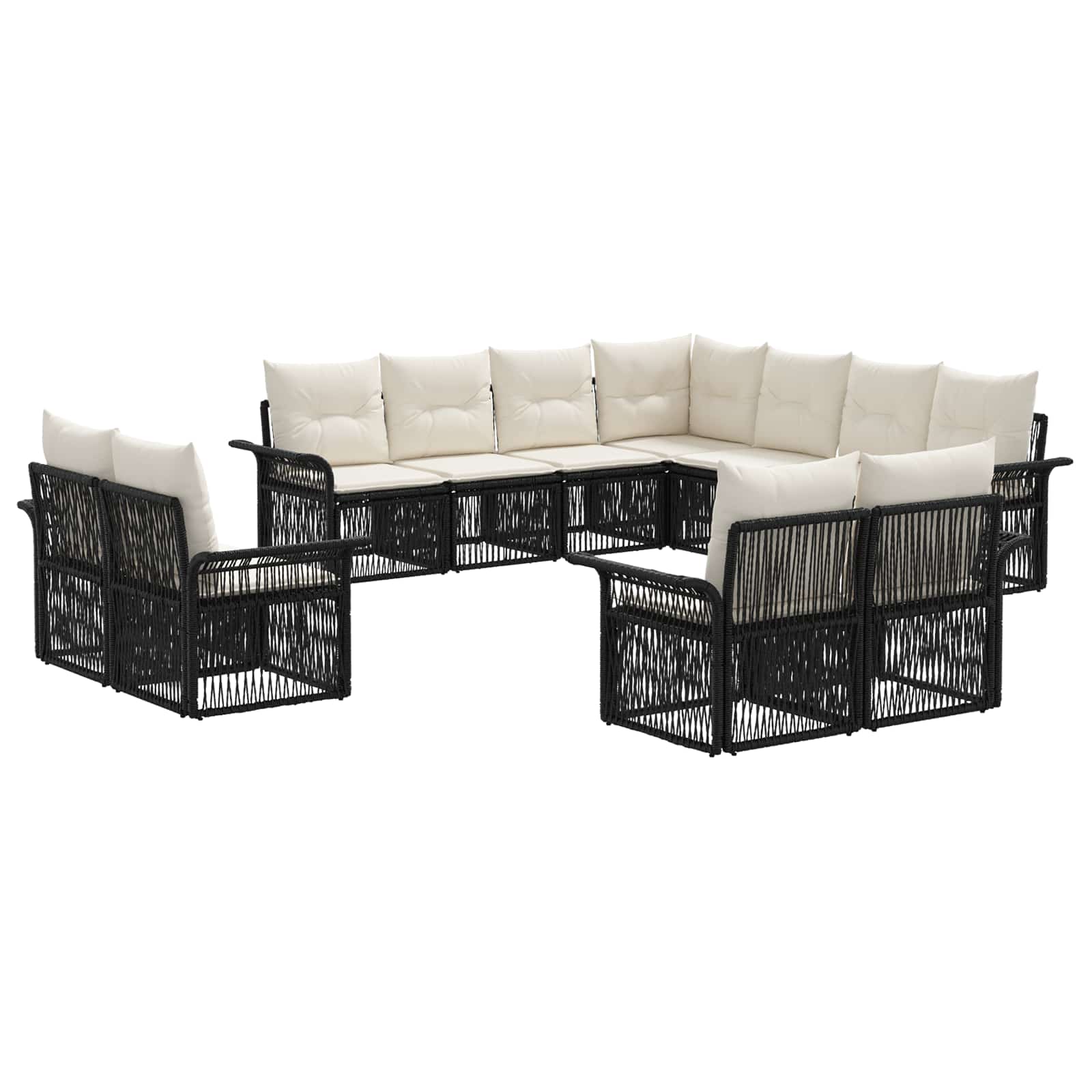 Maison Exclusive - Gartensofa-set 11 Stk. 11-sitzer Schwarz Und C