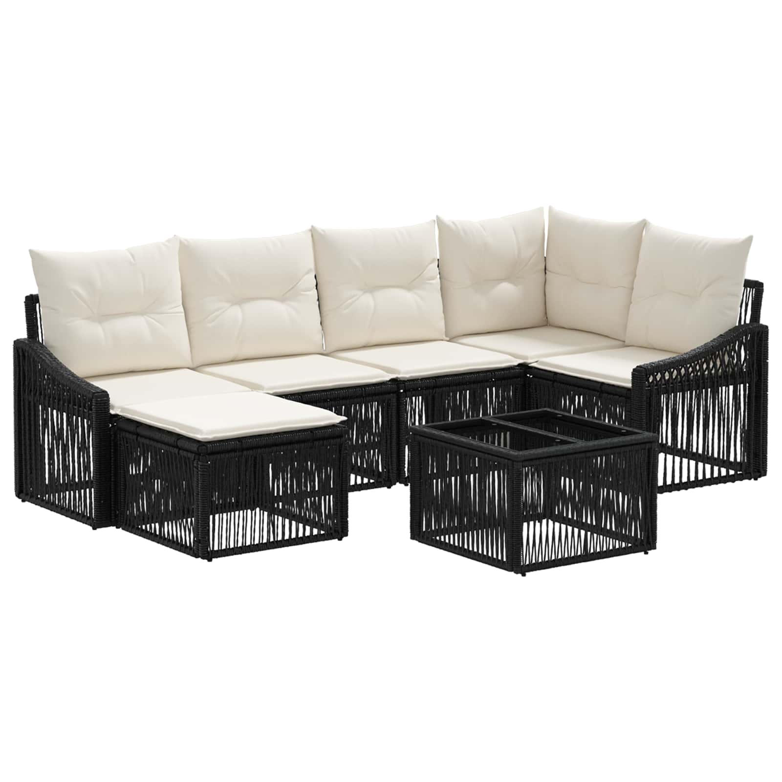 Maison Exclusive - Gartensofa-set 7 Stk. 8-sitzer Schwarz Poly-ra