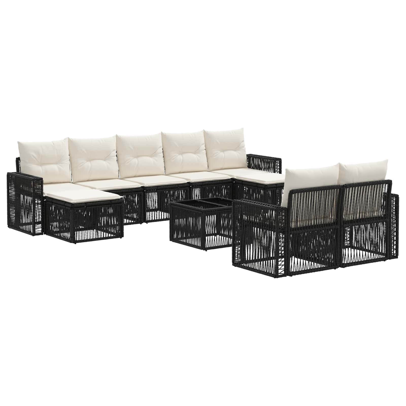 Maison Exclusive - Gartensofa-set 10 Stk. 9-sitzer Schwarz Und Cr