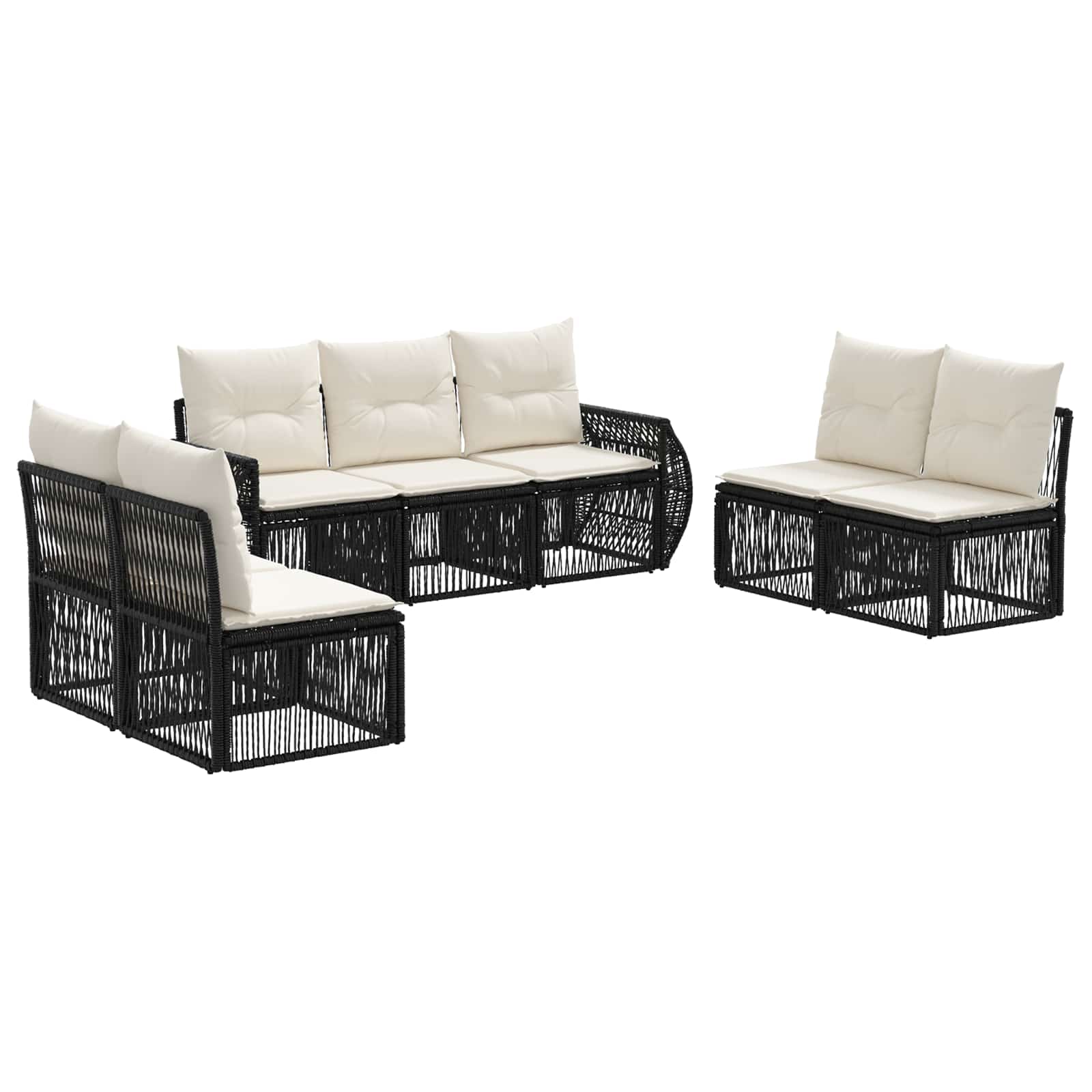 Maison Exclusive - Gartensofa-set 7 Stk. 7-sitzer Schwarz Und Cre