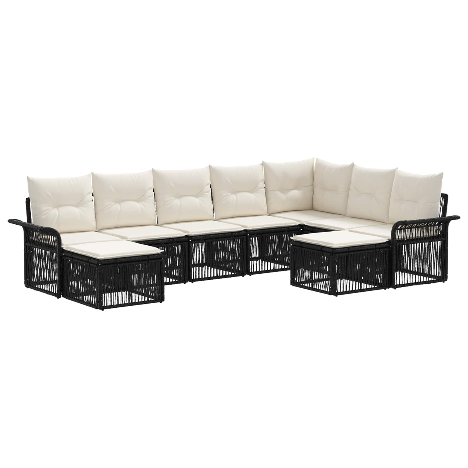 Maison Exclusive - Gartensofa-set 9 Stk. 9-sitzer Schwarz Und Cre