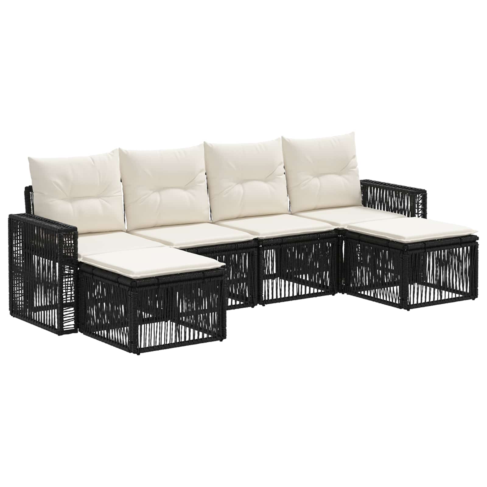 Maison Exclusive - Gartensofa-set 6 Stk. 6-sitzer Schwarz Und Cre
