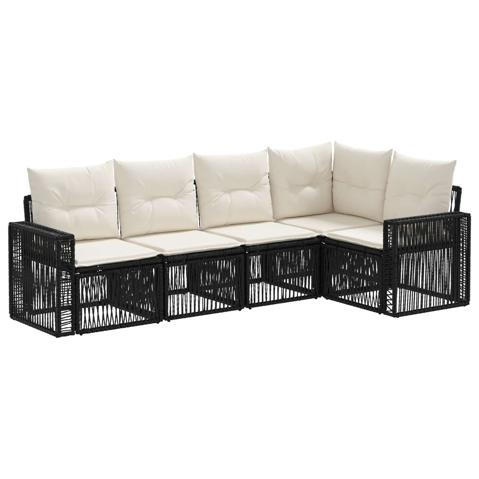 Maison Exclusive - Gartensofa-set 5 Stk. 5-sitzer Schwarz Und Cre