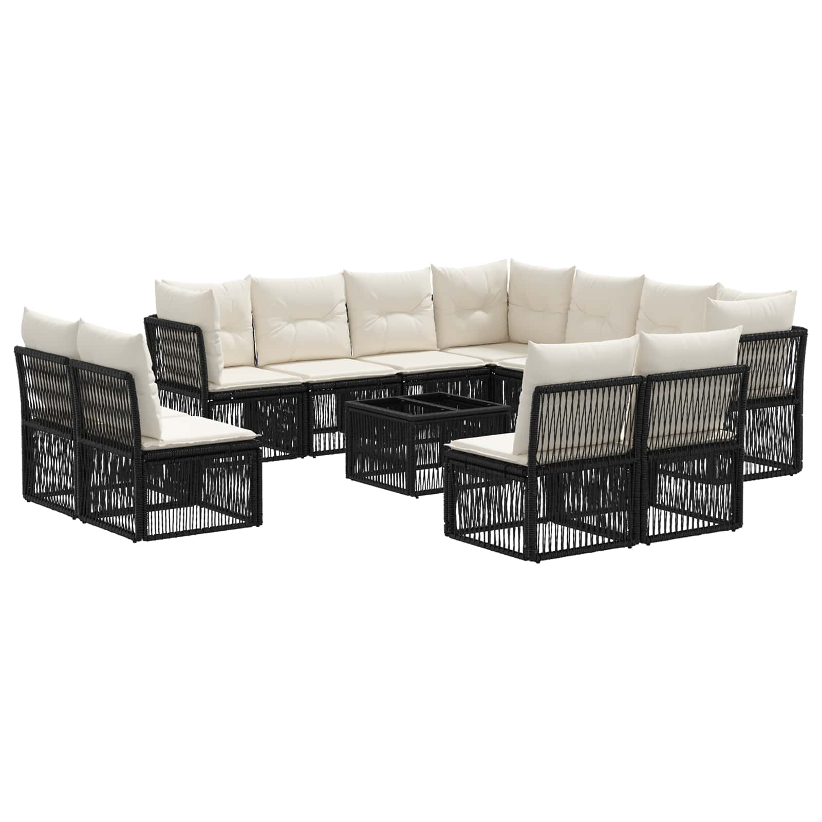 Maison Exclusive - Gartensofa-set 12 Stk. 11-sitzer Schwarz Poly-