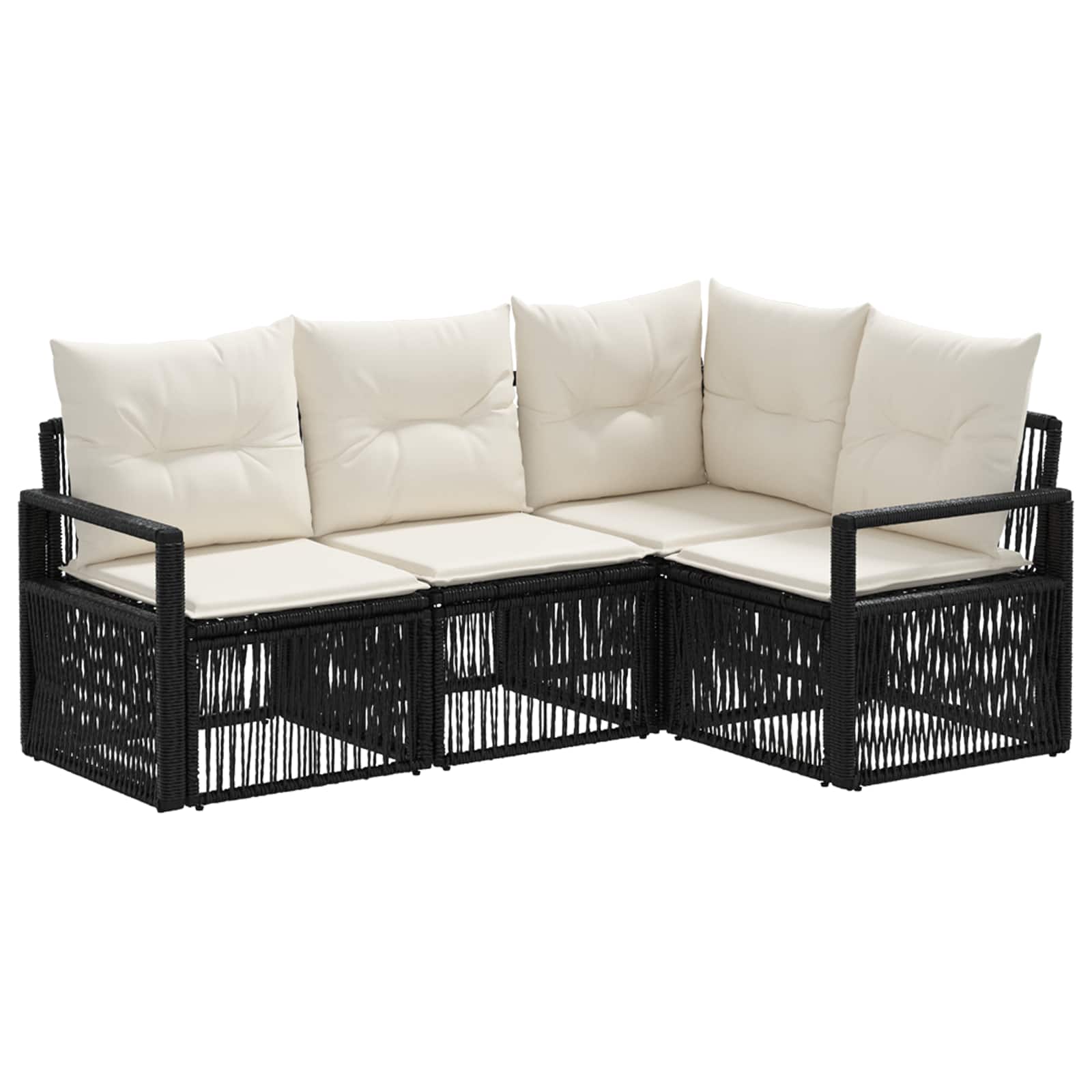 Maison Exclusive - Gartensofa-set 4 Stk. 4-sitzer Schwarz Poly-ra
