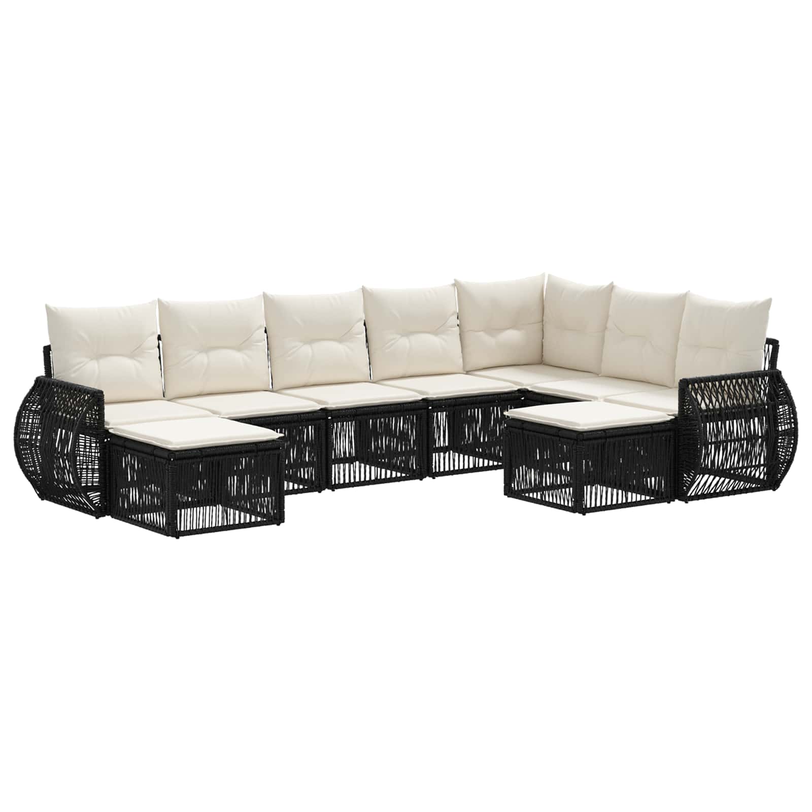 Maison Exclusive - Gartensofa-set 9 Stk. 9-sitzer Schwarz Poly-ra