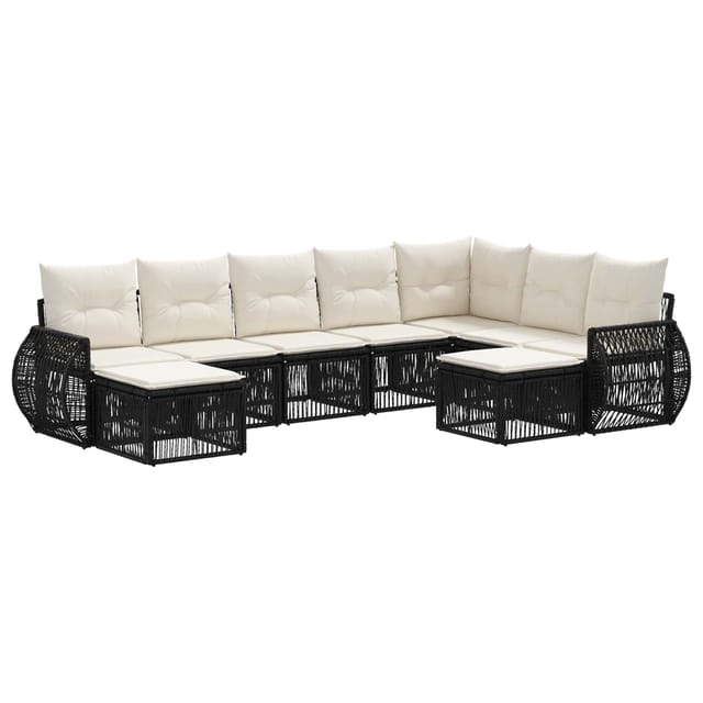 Maison Exclusive - Gartensofa-set 9 Stk. 9-sitzer Schwarz Poly-ra