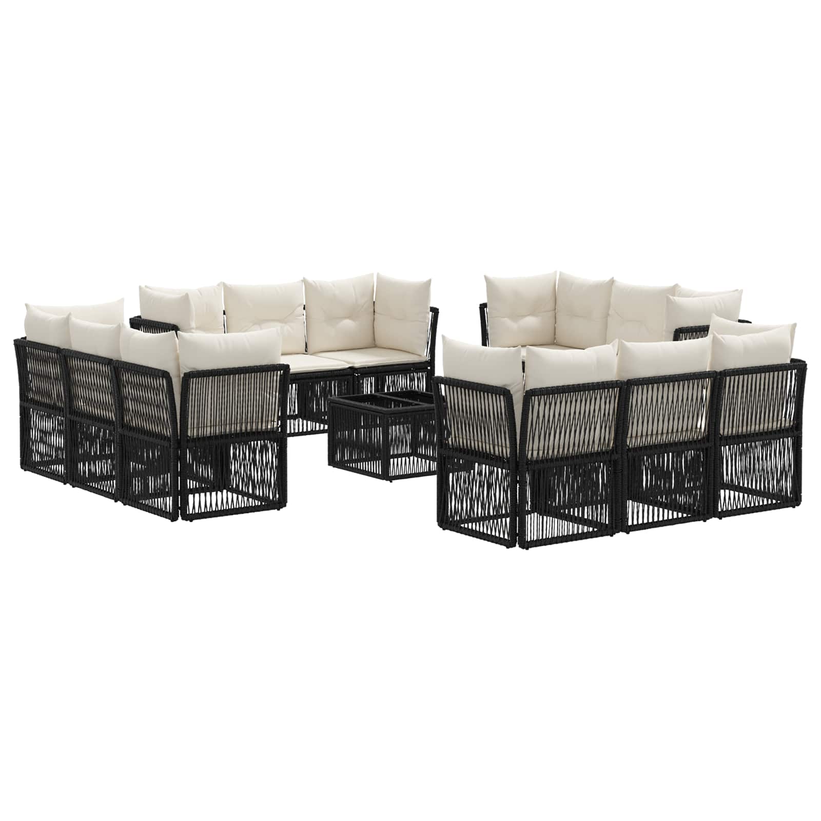 Maison Exclusive - Gartensofa-set 13 Stk. 12-sitzer Schwarz Poly-