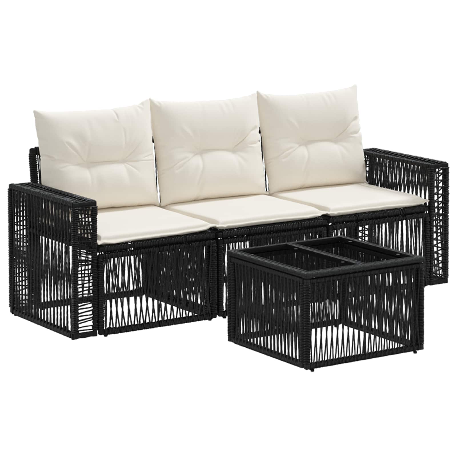 Maison Exclusive - Gartensofa-set 4 Stk. 3-sitzer Schwarz Und Cre