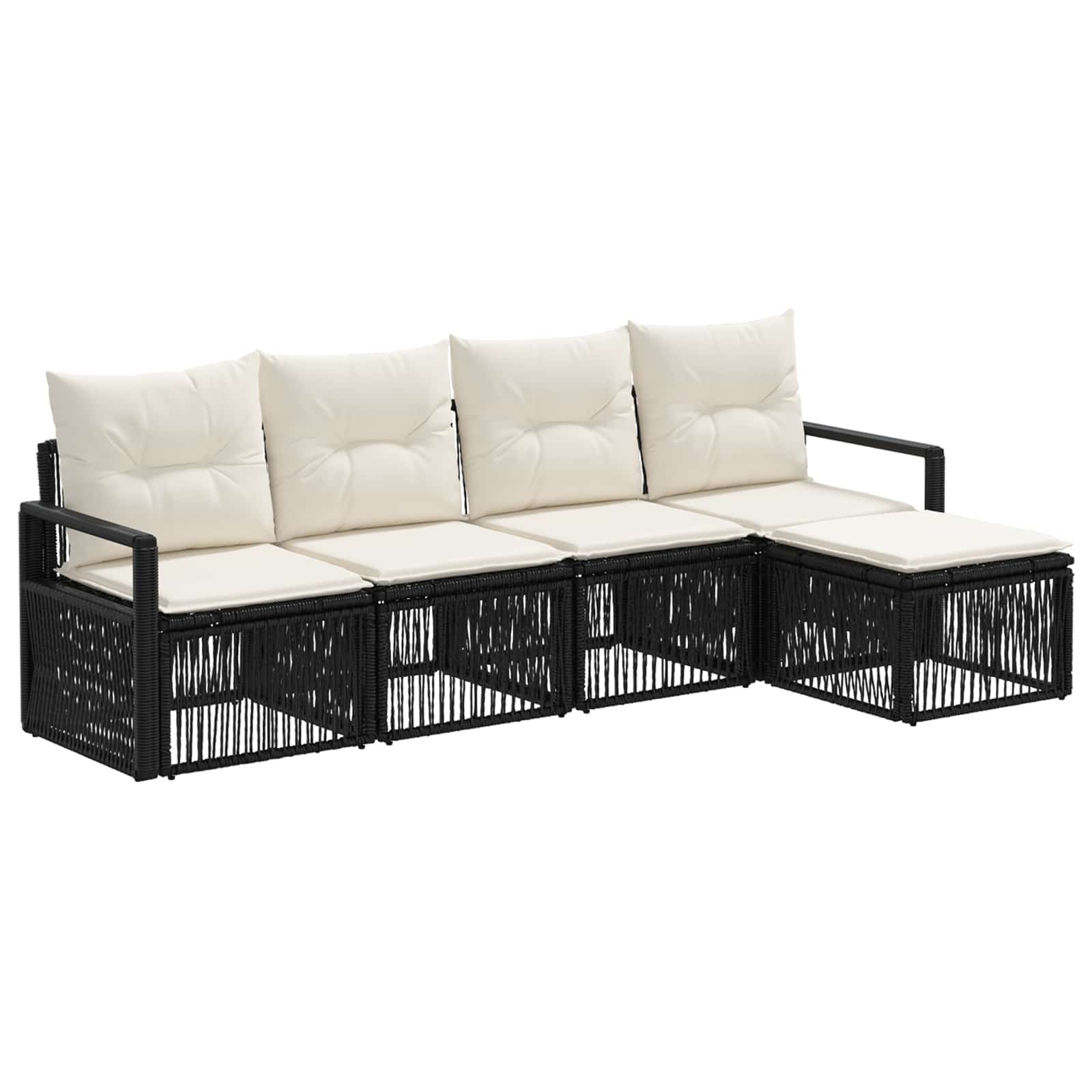 Maison Exclusive - Gartensofa-set 4 Stk. 5-sitzer Schwarz Poly-ra
