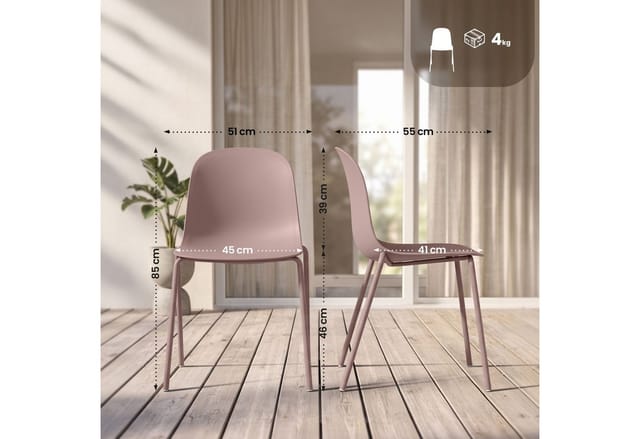 2er Set Gartenstuhl Hardin Pink