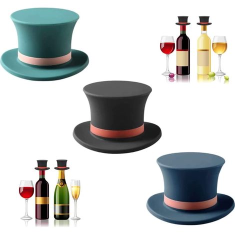Lot De 3 Bouchons En Silicone Pour Bouteille De Vin, Drôles Et Réutilisables, Garde Au Frais Pour Le Vin Et La Bière