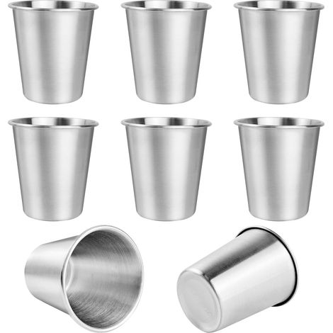Lot De 8 Gobelets Inox 260 Ml Gobelets De Camping Sans Poignée Pour Anniversaires, Pique-niques, Voyages Incassables Et Sans Bpa