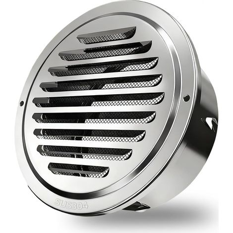 Aeration, De Ventilation Ronde 110mm En Acier Inoxydable, Acier Inoxydable 304, Lot De 1 Avec Filet Anti-insectes Intégré