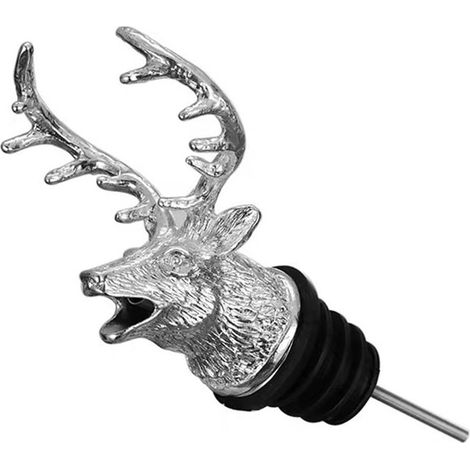 Bec Verseur À Vin En Alliage De Zinc En Forme De Tête De Cerf Avec Bouchon, Joint En Silicone, Résistant Aux Fuites Pour La Maison, Bar Et Restaurant (argenté)