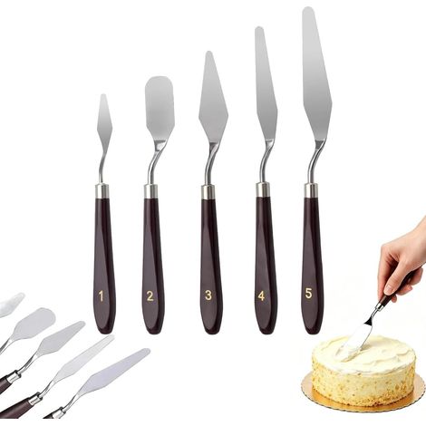 5 Pcs Spatuleanglées Spatule À Palette En Acier Inoxydable Décorativespatule À Lisser Pâtisserie Inox Pour Le Glaçage Du Gâteau, Des Cupcakes Et Des Pâtisseries