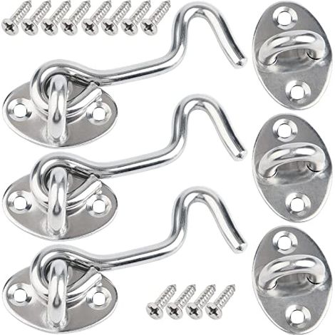 Crochet Porte, 3 Pcs 7.5cm Loquet Porte Exterieur, Crochet Fermeture Porte, Crochet Cabine En Acier Inoxydable