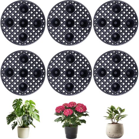 Lot De 6 Élévateurs Pot Fleurs Maille Pad De 40cm, Tapis Ronde De Drainage En Plastique, Grille De Drainage, Décoration De Jardin