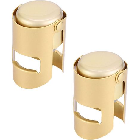 Lot De 2 Bouchons De Bouteille Étincelants En Acier Inoxydable Pour Bouteille De Champagne - Anti-fuite - Pour Bière, Vin, Prosecco - Doré