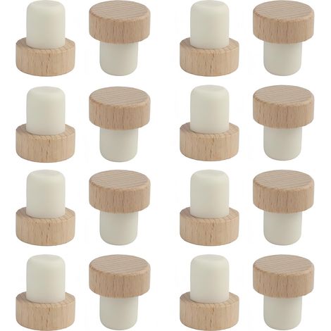 16 Pièces Bouchons En Bois En Forme De T Pour Bouteilles De Vin Et De Bière - Bouchons De Liège Élégants Et Durables, Pour Conservation Hermétique Des Boissons
