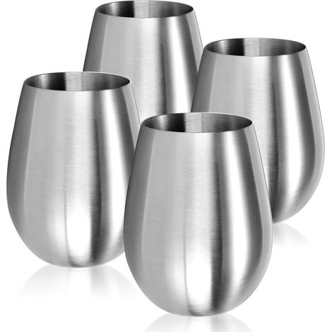 4x Verre À Vin En Acier Inoxydable, Tasse À Vin 500 Ml Pour Le Voyage, Tasse En Acier Inoxydable À Emporter, Gobelet À Vin Sans Pied