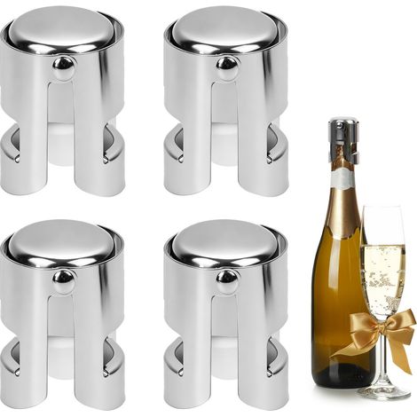 Lot De 4 Bouchons À Champagne, Excellente Fermeture Pour Vin Mousseux