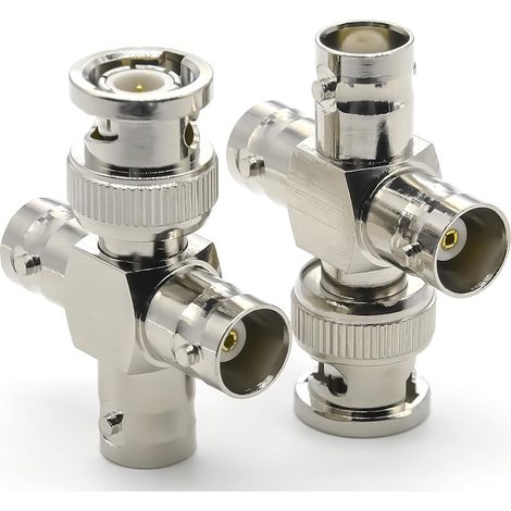 Lot De 2 Connecteurs Bnc En T, Adaptateur Répartiteur Bnc 4 Voies, Adaptateur Bnc Mâle Vers 3 Bnc Femelles En Forme De T