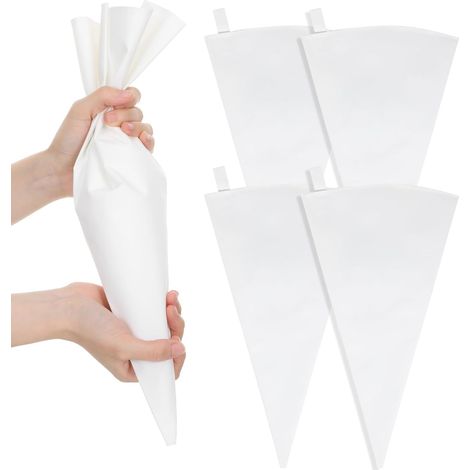 Lot De 5 Poches À Douille Professionnelles, 40 X 22 Cm, Réutilisables, En Tissu Blanc, En Silicone Pour Glaçage
