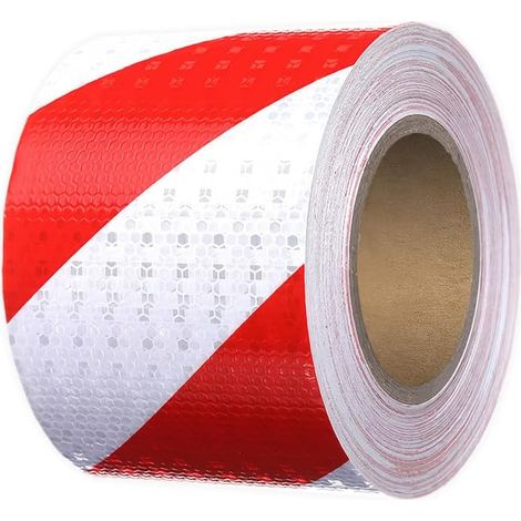 10m X 10cm Bande Réfléchissante Autocollante Rouge Et Blanc, Intensité