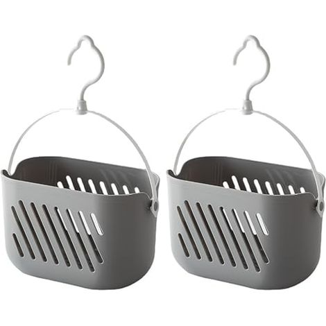 2 Pcs Panier Douche À Suspendre, Panier Rangement Salle De Bain En Plastique Avec Crochets
