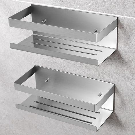 Etagere Douche Sans Percage, Rangement Douche En Acier Inoxydable, Etagere Salle De Bain Pour Le Gel Douche Et Le Shampooing