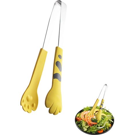 Pince De Cuisine En Forme De Patte De Chat Mignonne Pince De Service En Acier Inoxydable Petite Pince À Salade Pince À Pain Pince À Barbecue Pince À Nourriture, Pince A Sucre, Pince Bonbon (s-jaune)