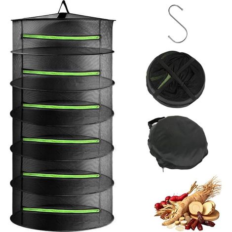 Filet De Sechage, 6 Couches Séchoir À Herbes Avec Crochets, Pliable Séchoir À Herbes À Suspendre, Panier De Séchage Pour Plantes
