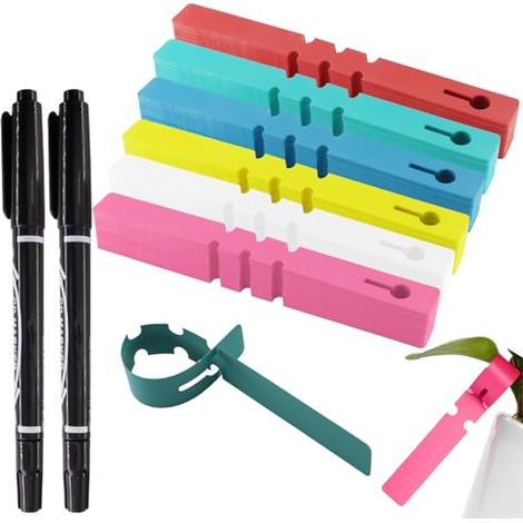 600 Pièces Etiquettes En Plastique Pour Plantes Avec 2 Pièces Stylos À Base D'Eau Noir, 2 X 21cm Suspendus Étiquettes De Plantes
