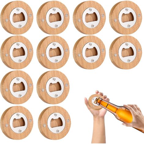 Décapsuleur En Bois: 12 Pièces Ouvre-bouteille, Décapsuleur En Acier Inoxydable Bambou Avec Affaiblissement Du Champ, Adsorbable